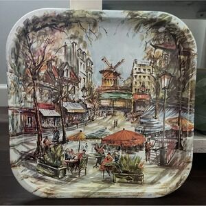 Vintage Daher Decorated Ware Metal Serving Tray Moulin Rouge, Made in England,‎